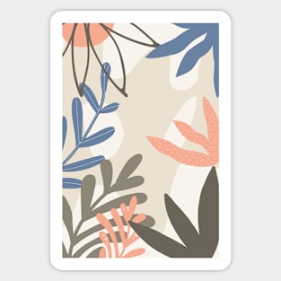 Abstract Organic Shapes and Leaves Mid Century Modern Sticker